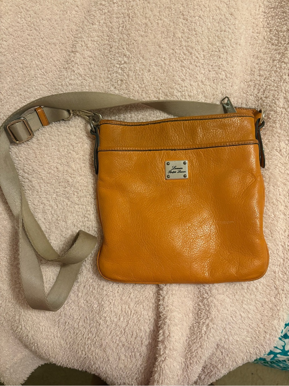 Lauren Ralph Lauren Mustard Yellow Leather Crossbody Bag